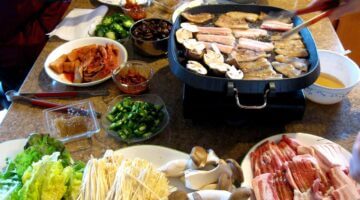 Samgyeopsal s kimchi a rýží